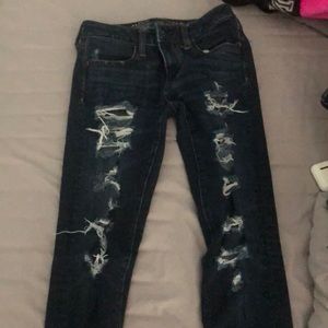 ae dark wash ripped jeggings